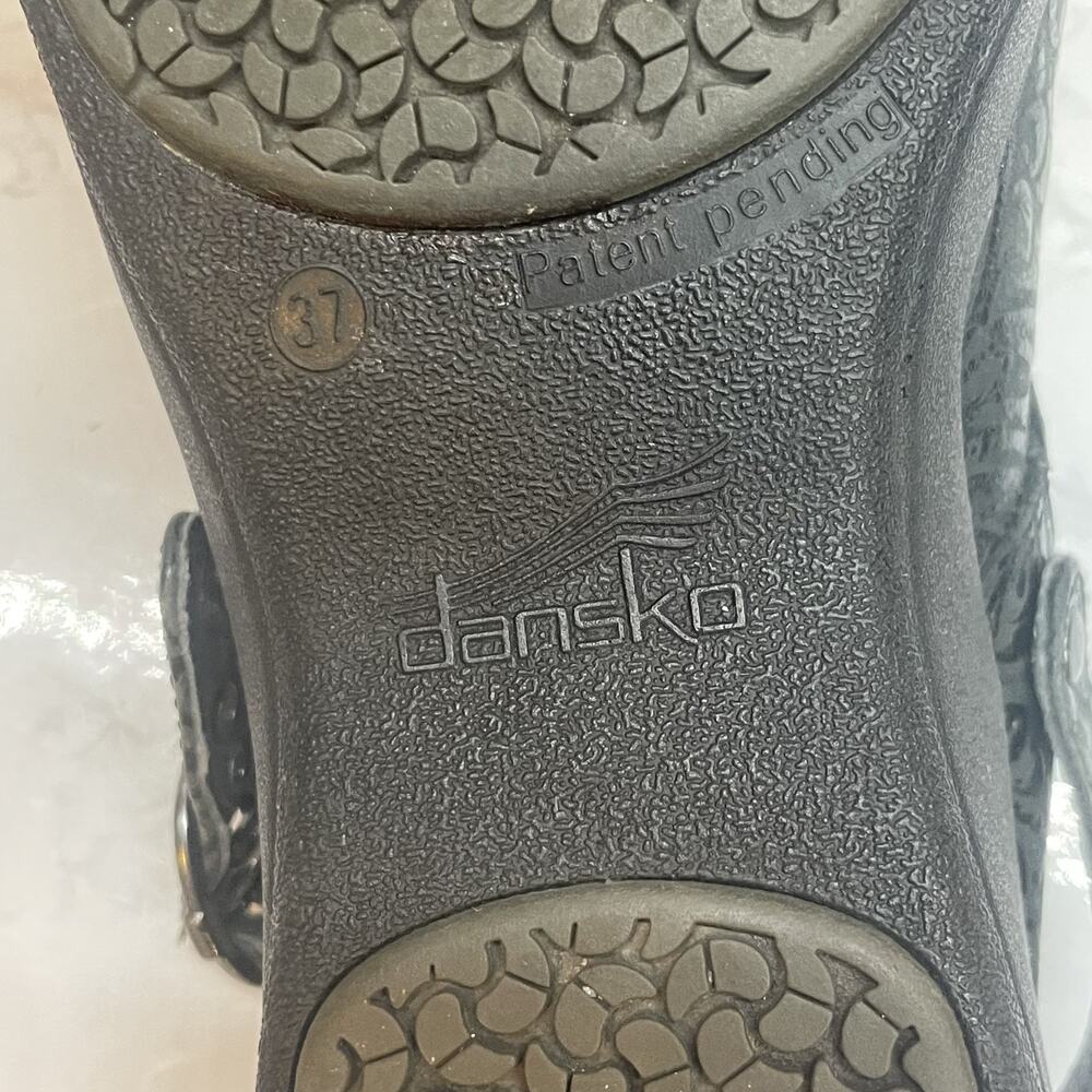 Dansko Shoes Womens Size 37 Black Embossed Leather Mary Jane Comfort Clogs Strap - Picture 8 of 10